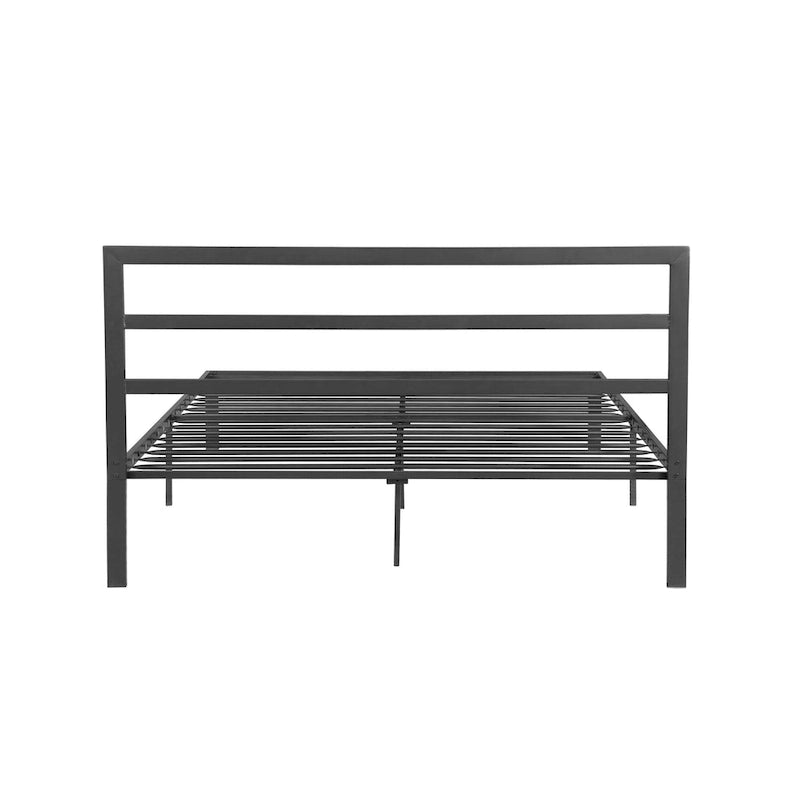 Modern Style Queen Size Strong Steel Metal Platform Bed with Headboard for Bedroom
