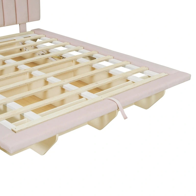 Queen Size Floating Bed with LED Light and USB