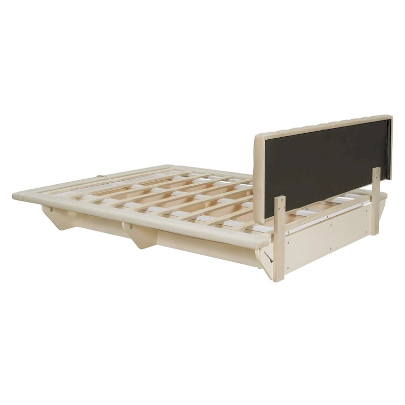 Queen Size Floating Bed with LED Light and USB
