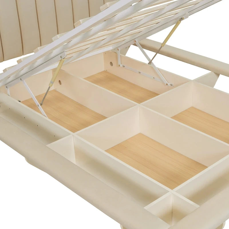 Queen Size Floating Bed with LED Light and USB