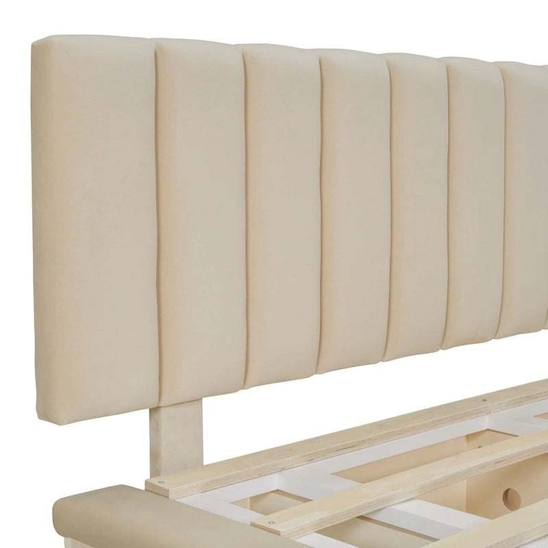 Queen Size Floating Bed with LED Light and USB
