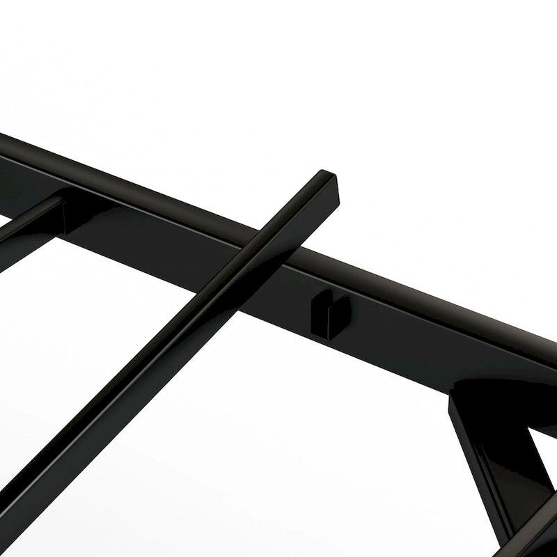 Floating Metal Platform Bed with LED Lights and Charging Station for Bedroom