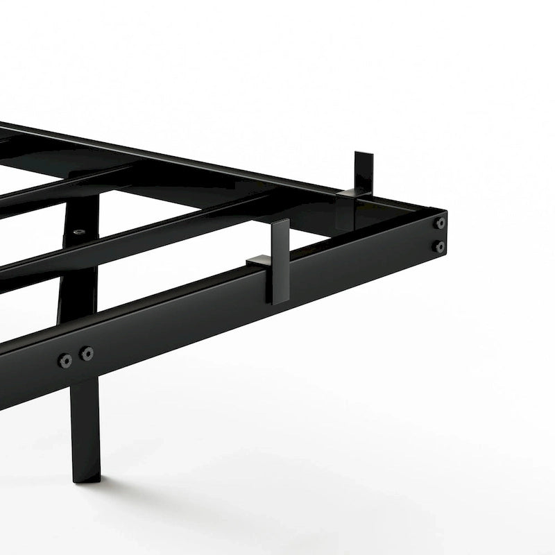 Floating Metal Platform Bed with LED Lights and Charging Station for Bedroom