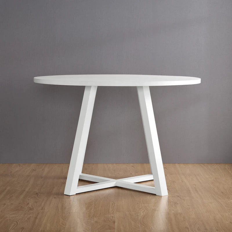 Modern Dining Set with Round Table & Faux Leather Chairs