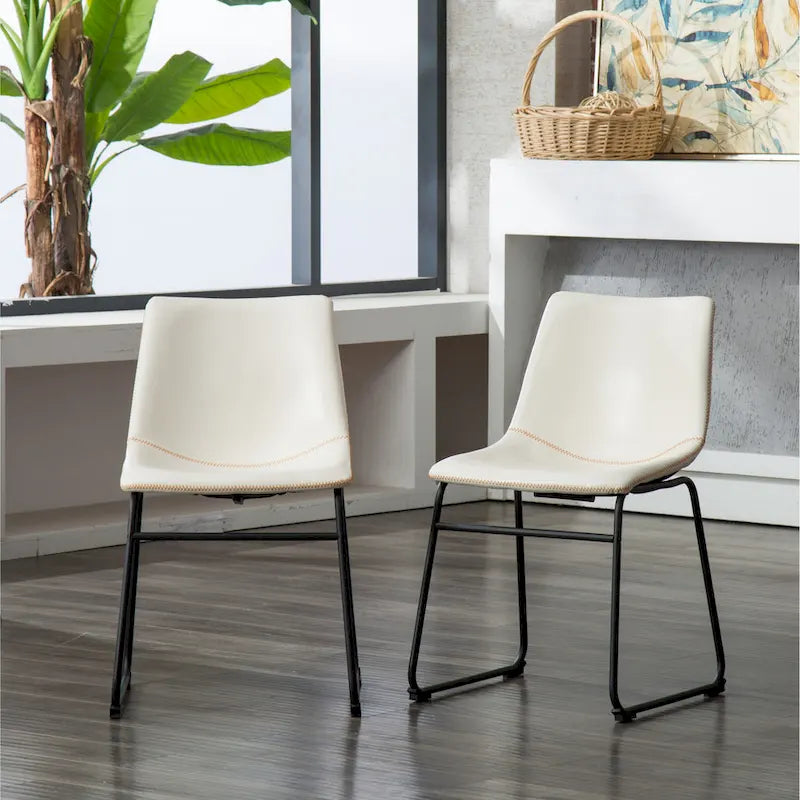 Modern Dining Set with Round Table & Faux Leather Chairs