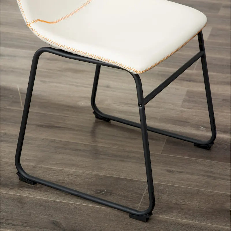 Modern Dining Set with Round Table & Faux Leather Chairs