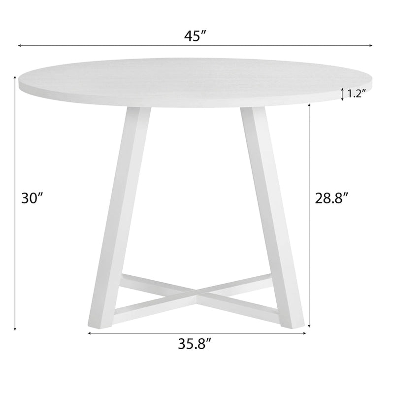 Modern Dining Set with Round Table & Faux Leather Chairs
