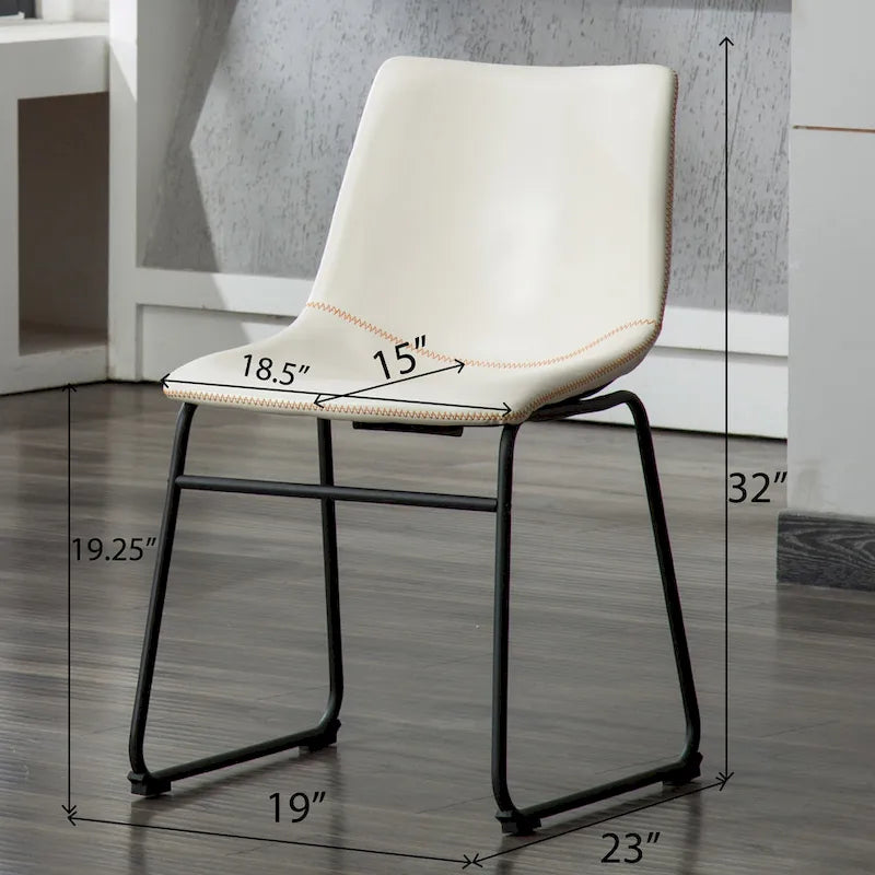 Modern Dining Set with Round Table & Faux Leather Chairs