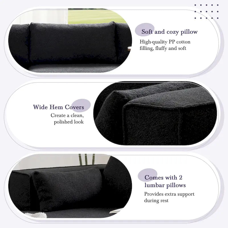 112 Boucle Modular Sectional Sofa with Free Side Table, Wide Seat Design and No Assembly Required