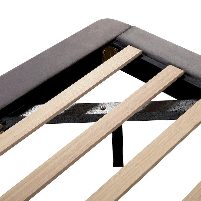 Velvet Floating Platform Bed with Sensor Light