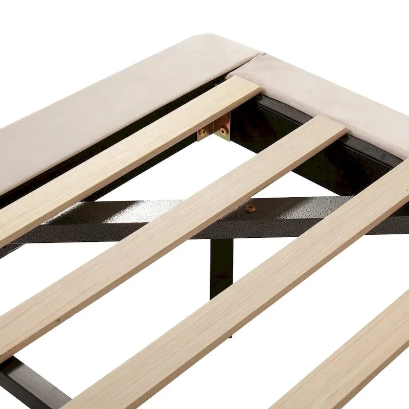 Velvet Floating Platform Bed with Sensor Light