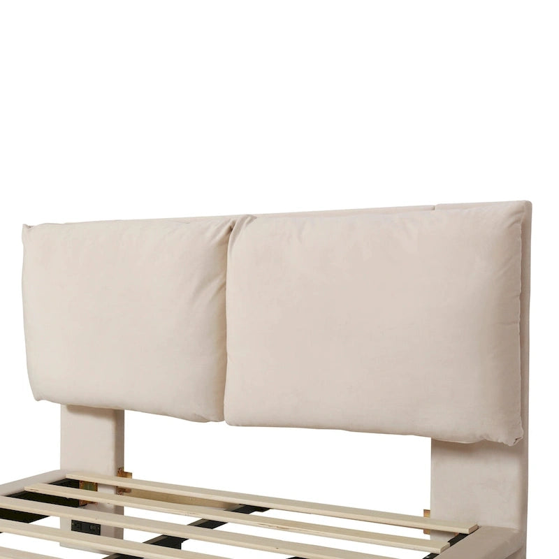 Velvet Floating Platform Bed with Sensor Light