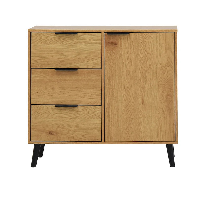 Modern Storage Cabinet with 3 Drawers and Adjustable Shelf for Living Room, Home Office, Entryway