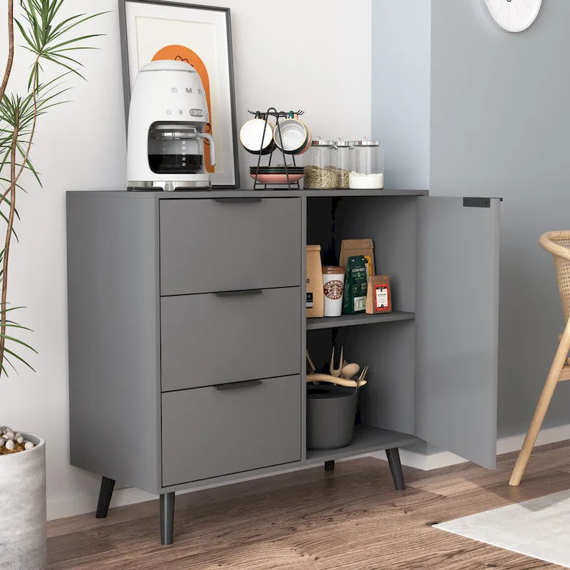 Modern Storage Cabinet with 3 Drawers and Adjustable Shelf for Living Room, Home Office, Entryway