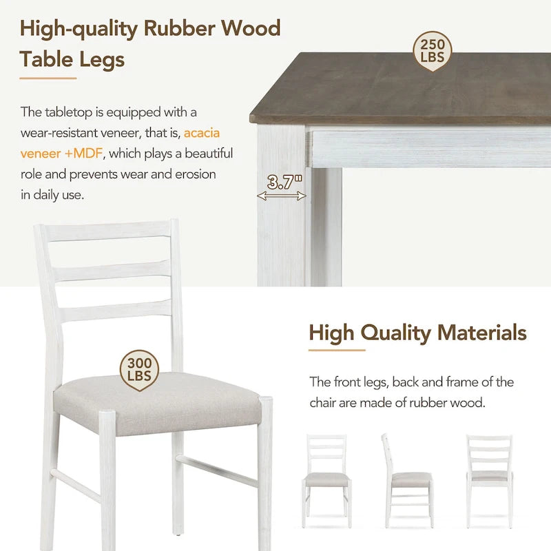 7-Piece Wooden Dining Table Set with 6 Chairs & Extendable Table