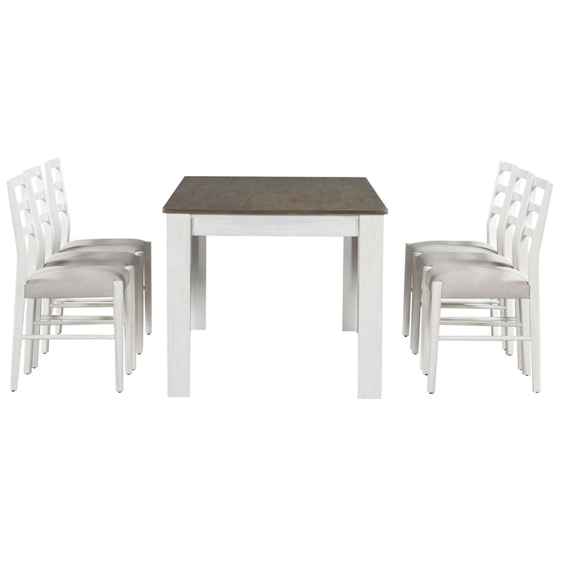 7-Piece Wooden Dining Table Set with 6 Chairs & Extendable Table