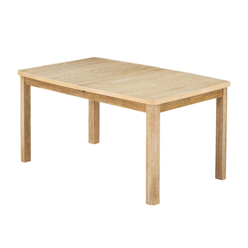 7-Piece Wooden Dining Table Set with Extendable Table, 6 Armless & 2 Armchairs