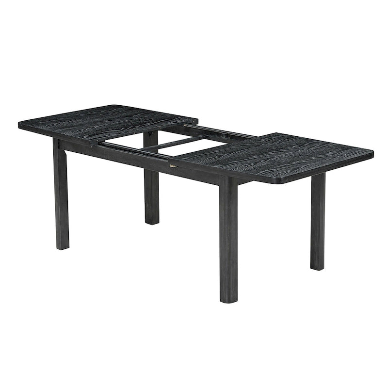 7-Piece Wooden Dining Table Set with Extendable Table, 6 Armless & 2 Armchairs