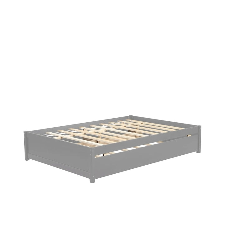 Full Solid Wood Platform Bed with Twin Trundle
