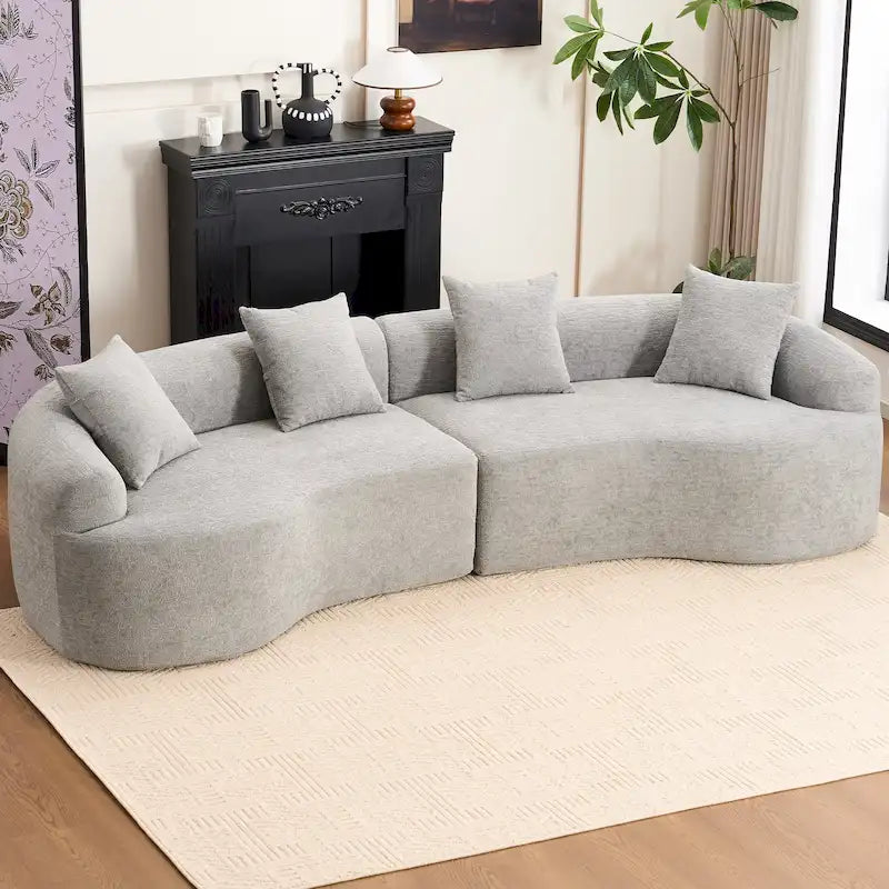 110 Foam Classic 4-Seater Sofa with 4 Pillows for Apartment