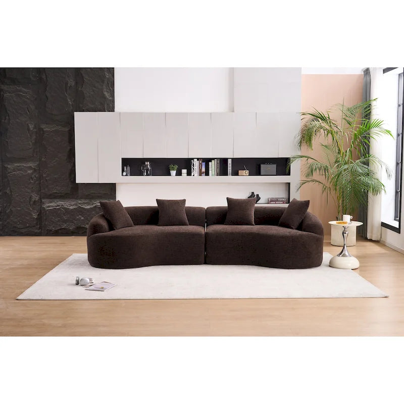 110 Foam Classic 4-Seater Sofa with 4 Pillows for Apartment