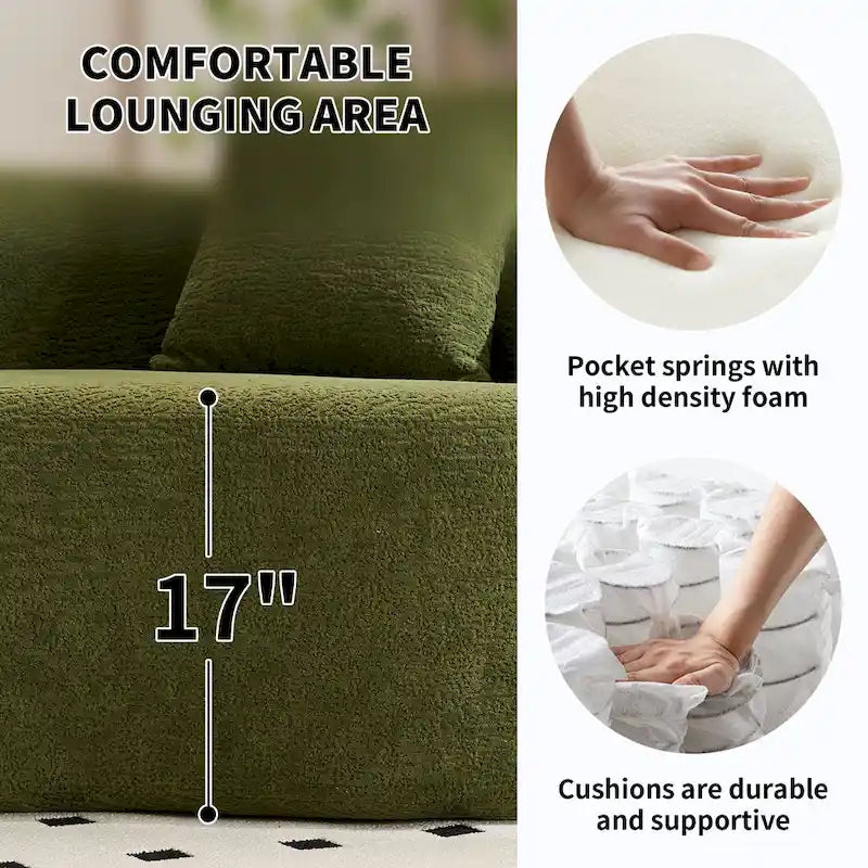 110 Foam Classic 4-Seater Sofa with 4 Pillows for Apartment