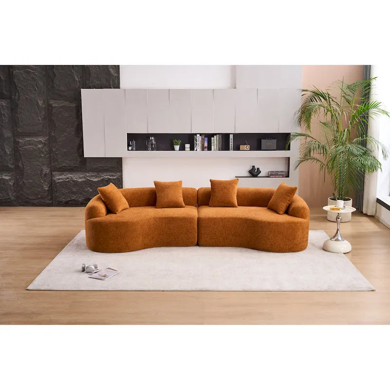 110 Foam Classic 4-Seater Sofa with 4 Pillows for Apartment
