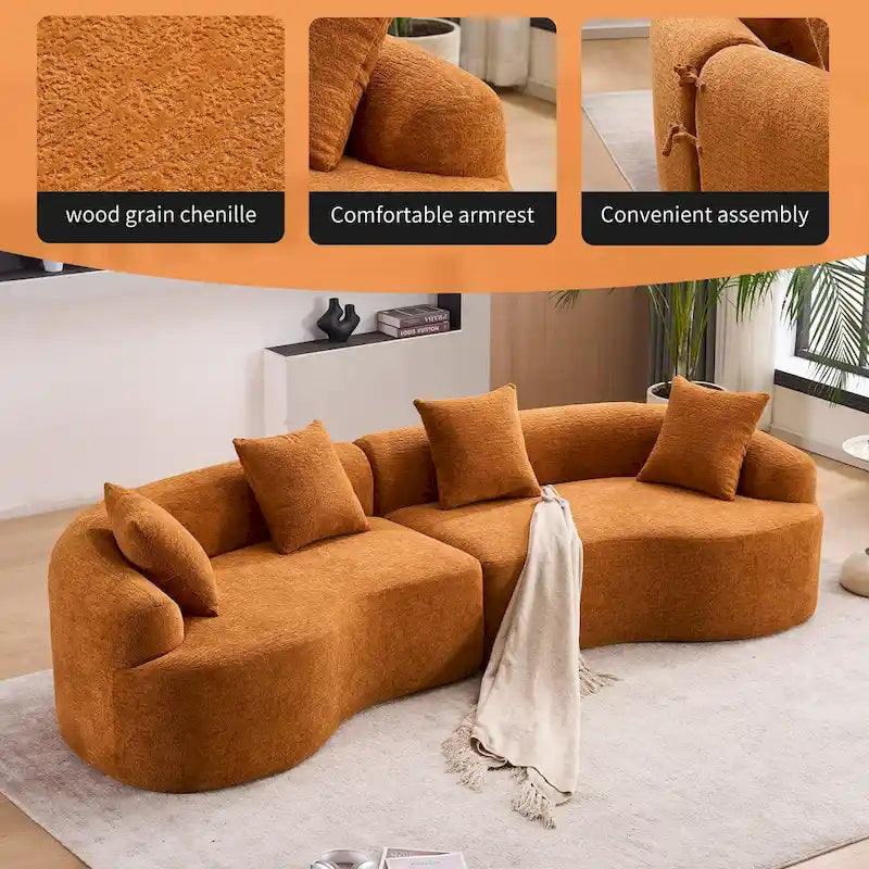 110 Foam Classic 4-Seater Sofa with 4 Pillows for Apartment