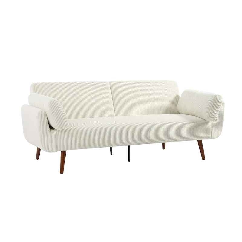 73 W Upholstered Corduroy Convertible Sleeper Sofa Bed with Pillows