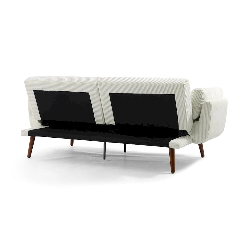 73 W Upholstered Corduroy Convertible Sleeper Sofa Bed with Pillows