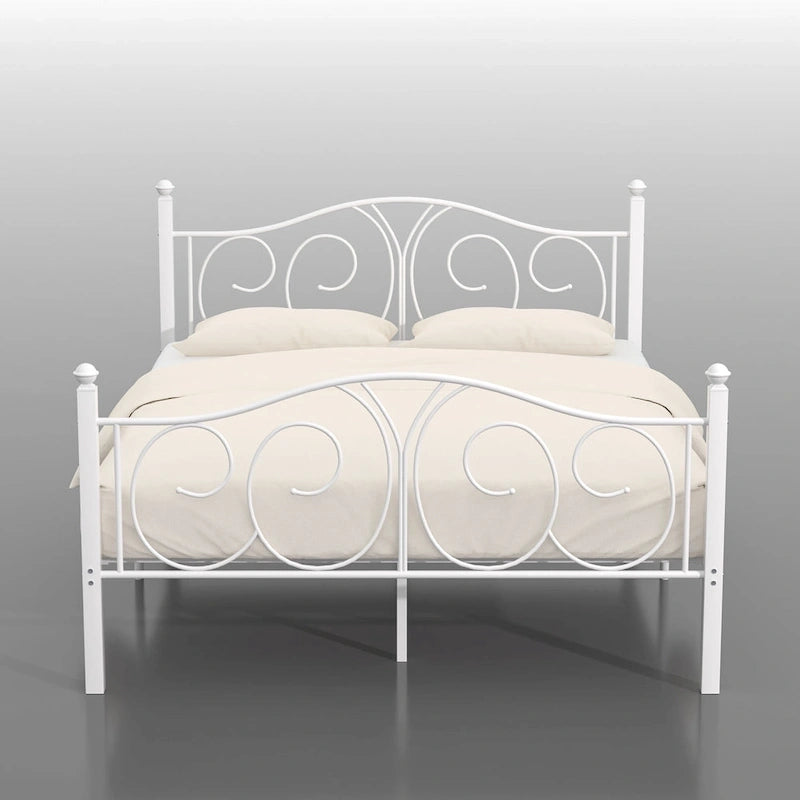 VECELO Platform Bed Frame with Scroll Headboard, Twin/Full/Queen Size Beds