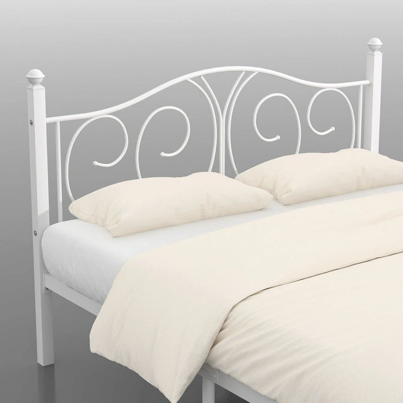 VECELO Platform Bed Frame with Scroll Headboard, Twin/Full/Queen Size Beds