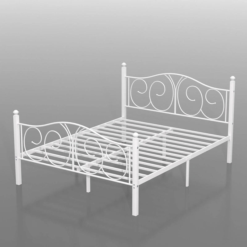 VECELO Platform Bed Frame with Scroll Headboard, Twin/Full/Queen Size Beds