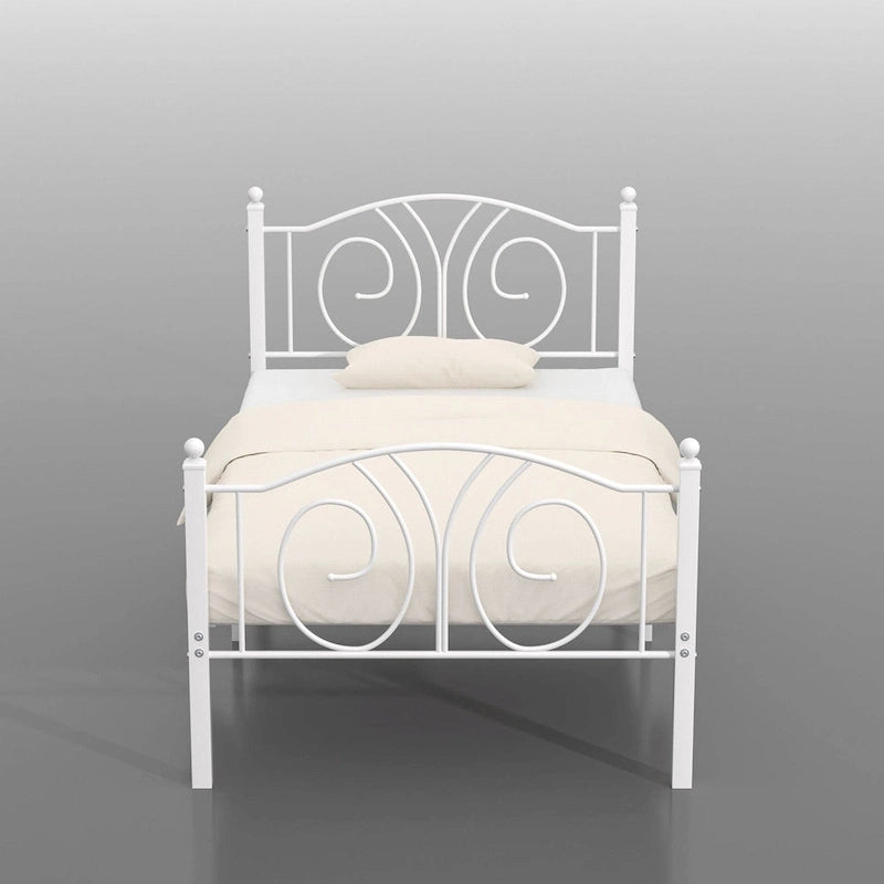 VECELO Platform Bed Frame with Scroll Headboard, Twin/Full/Queen Size Beds