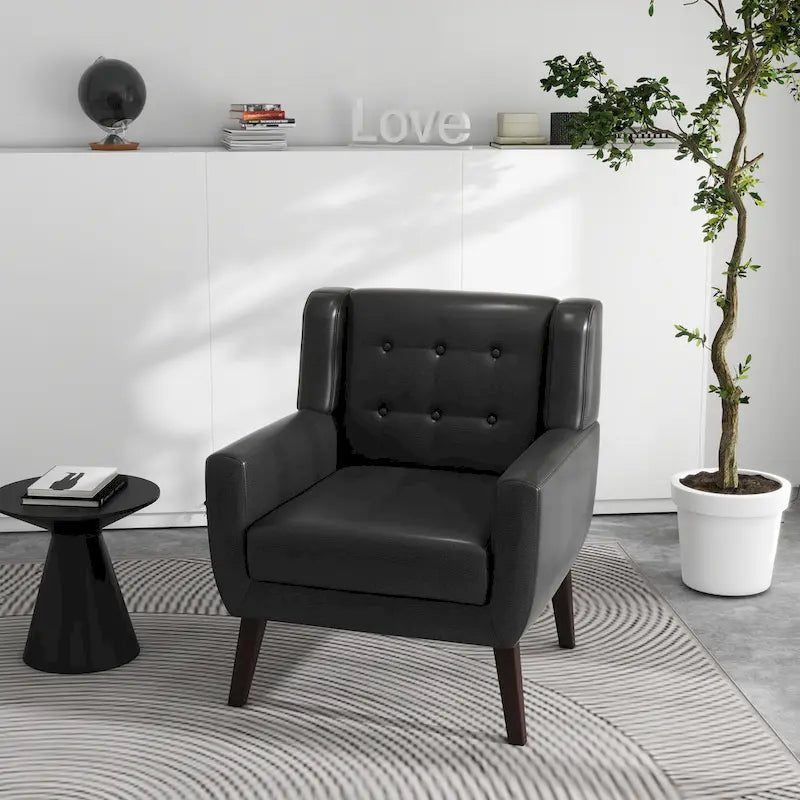PU Leather Accent Chair Living Room Upholstered Armchair