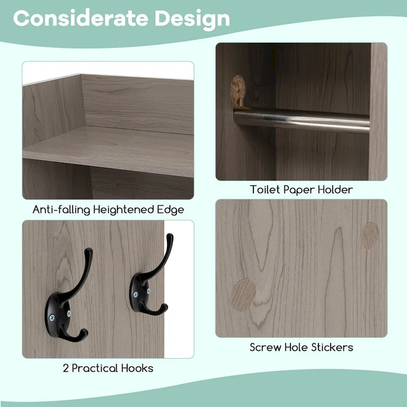 Gymax Over The Toilet Storage Cabinet w/ Sliding Barn Door Adjustable