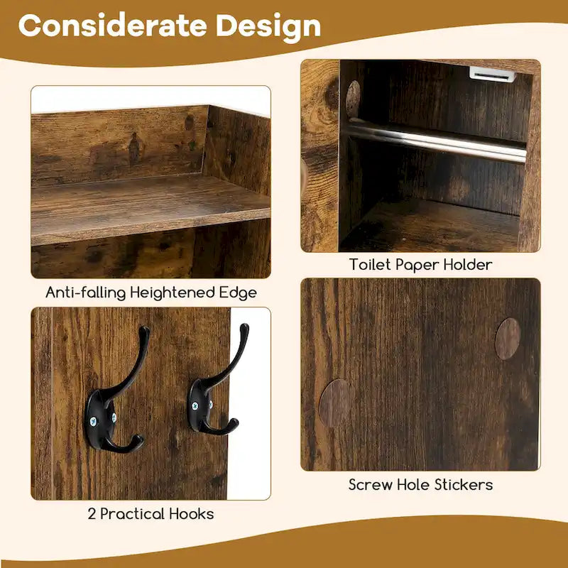Gymax Over The Toilet Storage Cabinet w/ Sliding Barn Door Adjustable