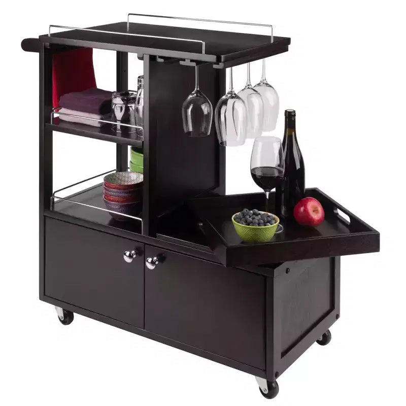 Galen Entertainment Cart with Serving Tray Wood/Espresso - Winsome