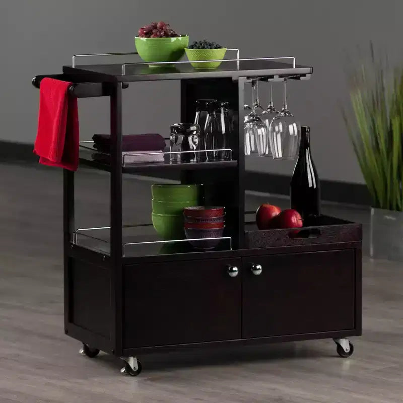Galen Entertainment Cart with Serving Tray Wood/Espresso - Winsome