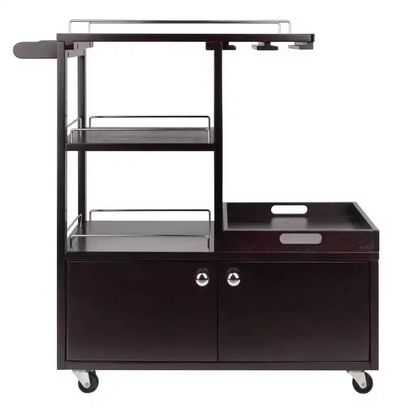 Galen Entertainment Cart with Serving Tray Wood/Espresso - Winsome