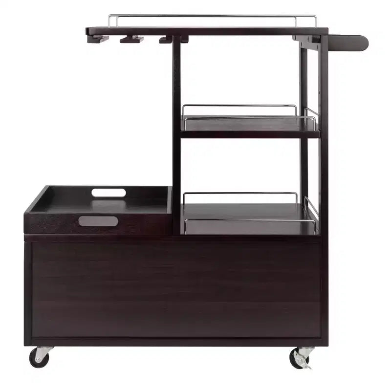 Galen Entertainment Cart with Serving Tray Wood/Espresso - Winsome