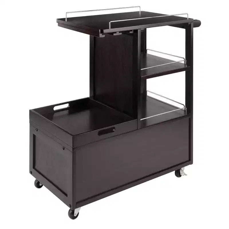 Galen Entertainment Cart with Serving Tray Wood/Espresso - Winsome