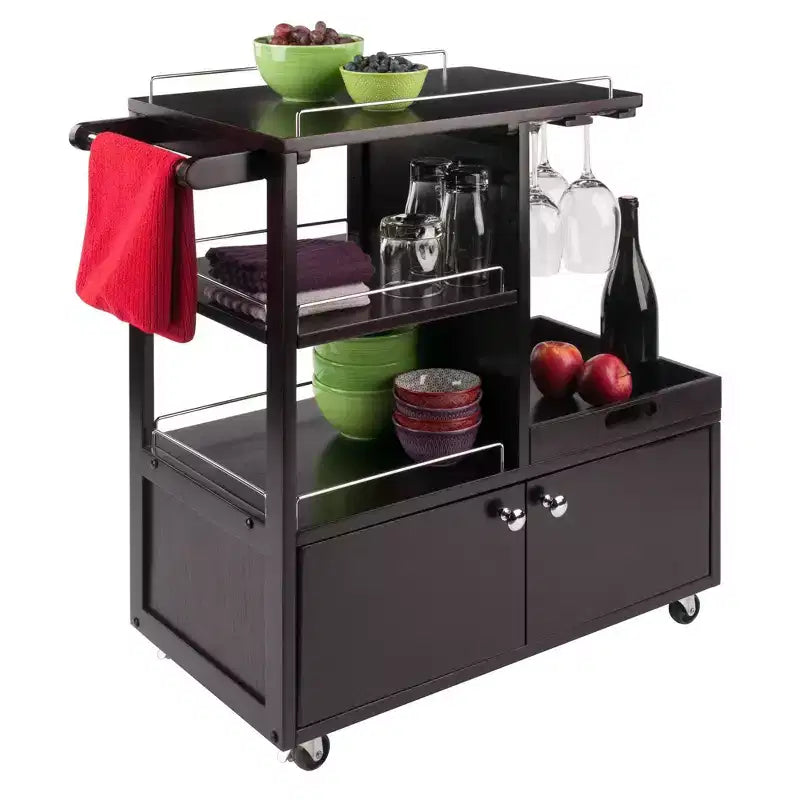 Galen Entertainment Cart with Serving Tray Wood/Espresso - Winsome