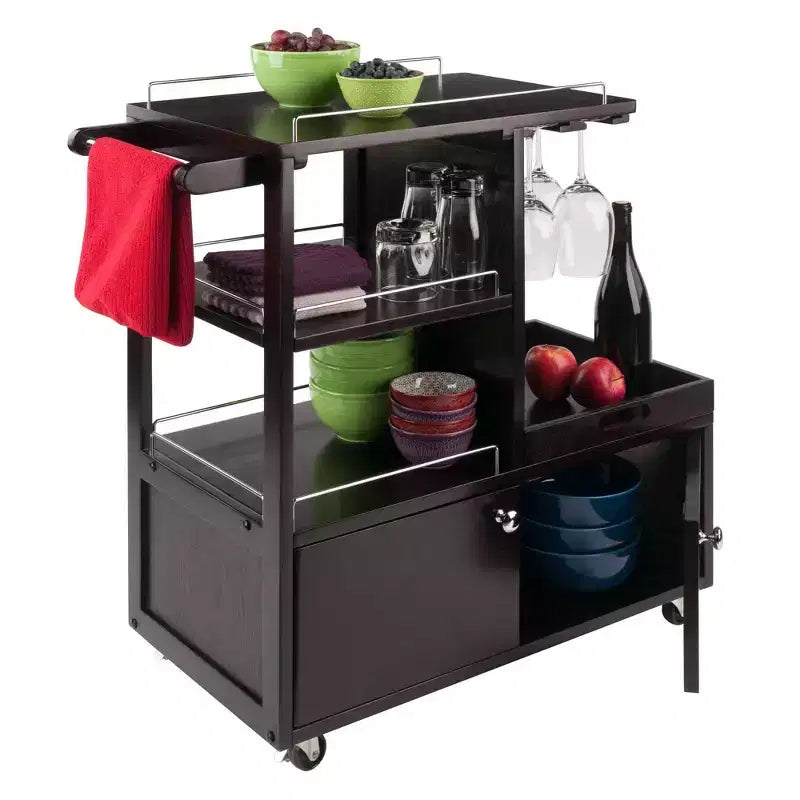 Galen Entertainment Cart with Serving Tray Wood/Espresso - Winsome