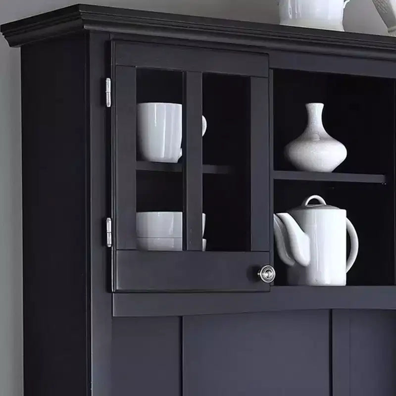 Large Buffet of Buffets Server with Hutch and Oak Top Black - Homestyles