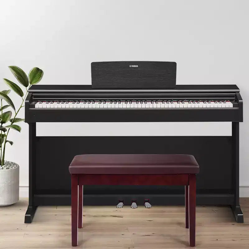 Costway PU Leather Piano Bench Padded Double Duet Keyboard Seat Storage Brown