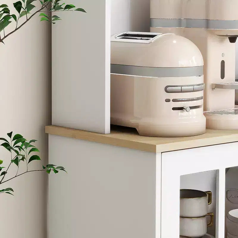 HOMCOM Kitchen Buffet with Hutch, Storage Pantry with 3 Cabinets, 2 Open Shelves and Large Countertop