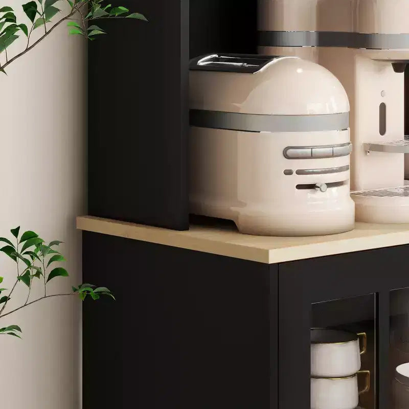 HOMCOM Kitchen Buffet with Hutch, Storage Pantry with 3 Cabinets, 2 Open Shelves and Large Countertop