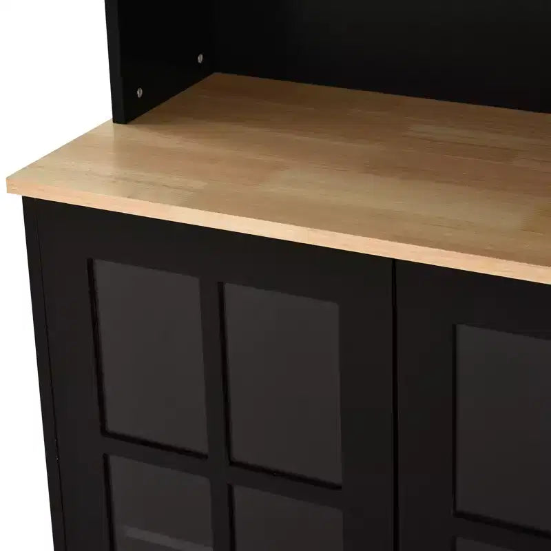 HOMCOM Kitchen Buffet with Hutch, Storage Pantry with 3 Cabinets, 2 Open Shelves and Large Countertop