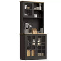 HOMCOM Kitchen Buffet with Hutch, Storage Pantry with 3 Cabinets, 2 Open Shelves and Large Countertop